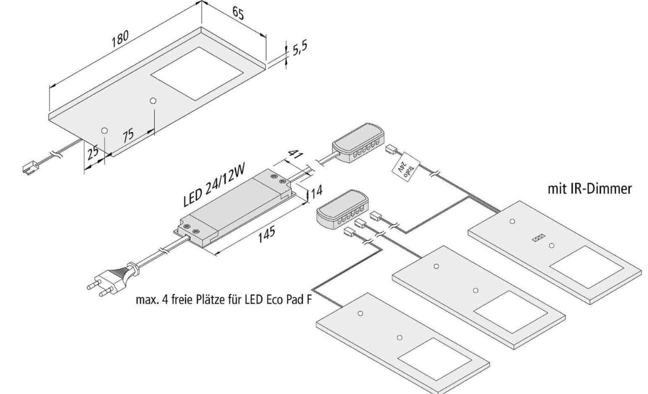 Hera LED Eco-Pad F alu-gebürstet 5er Set