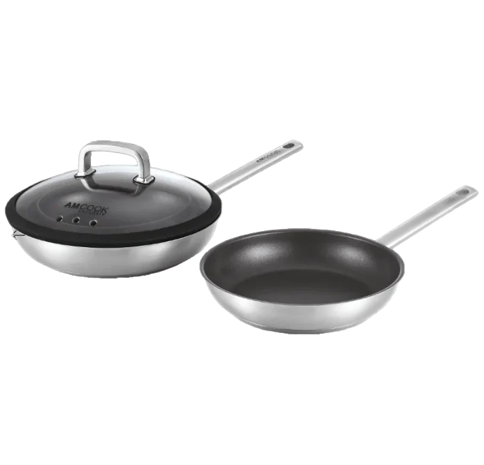 AMCOOK Senna S3 Plus Pfannenset 24–28 cm mit Gourmetdeckel Antihaft Spritzschutz energiesparend