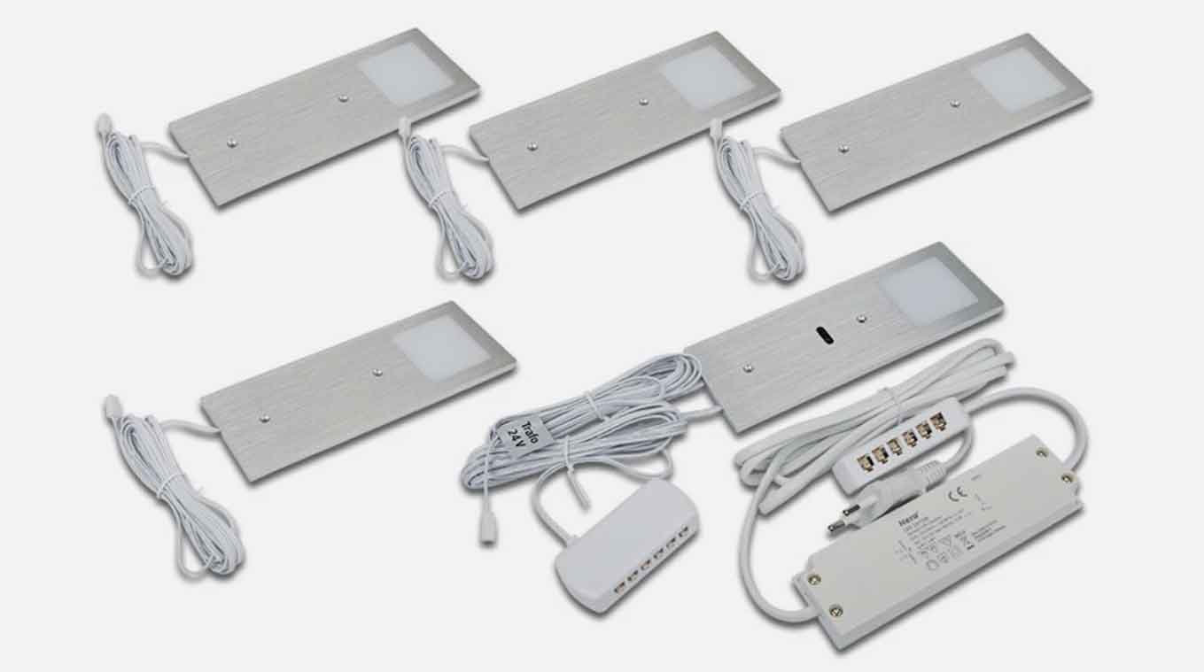 Hera LED Eco-Pad F alu-gebürstet 5er Set