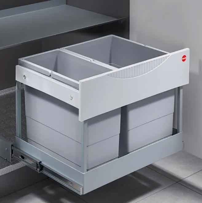Hailo Einbaumülleimer Tandem S plus für Schränke ab 60cm, Kunststoff
